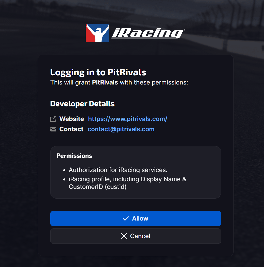 iRacing Permissions